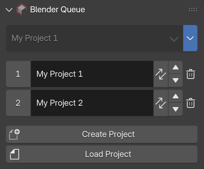 Manage Projects Panel