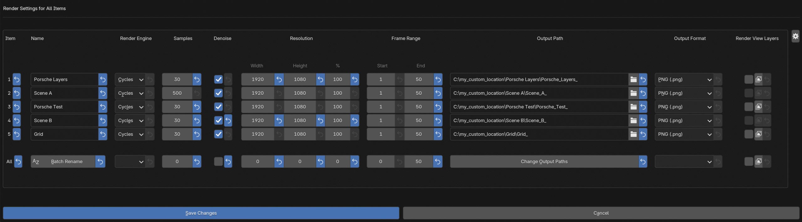 Render Settings overview